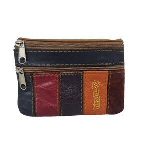 Vintage Hand Crafted Multicolor Leather Patchwork Coin ID Purse Uruguay Souvenir